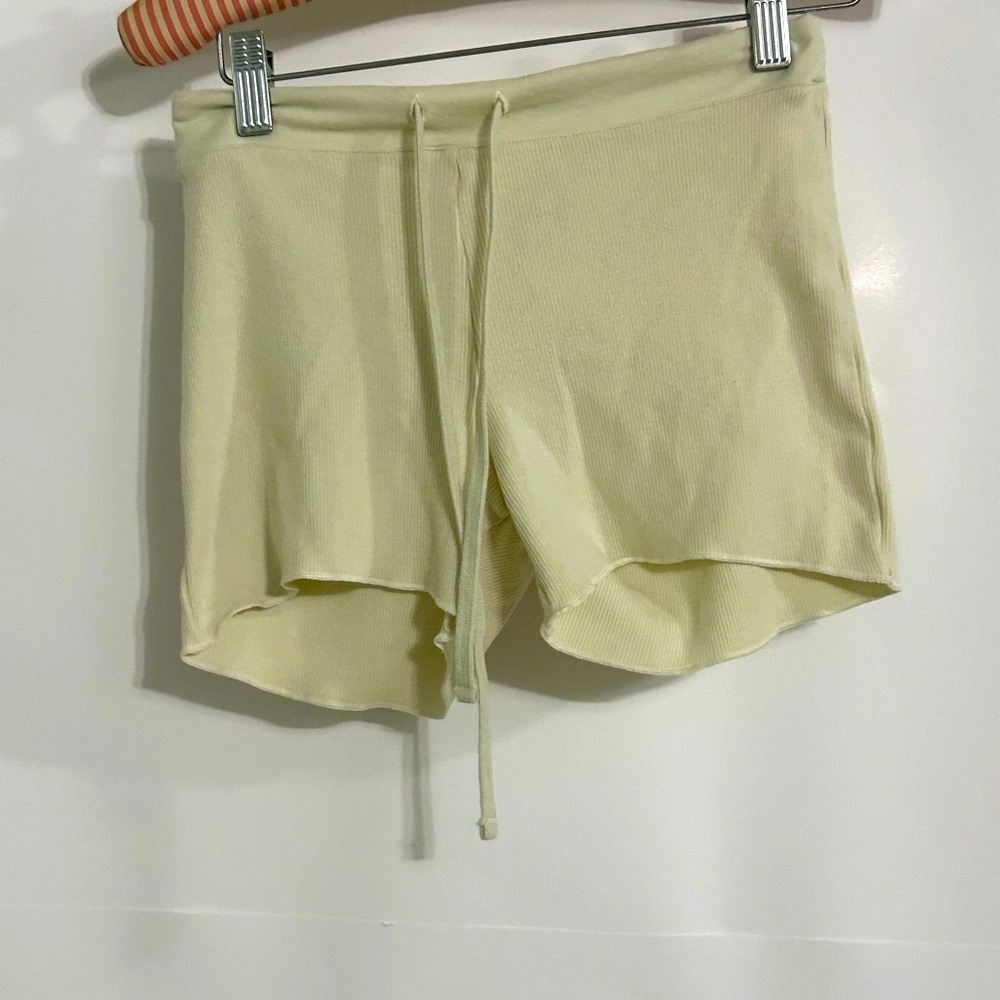 SKIMS Bone Color Cotton Rib Drawstring Shorts Size Small Never Worn